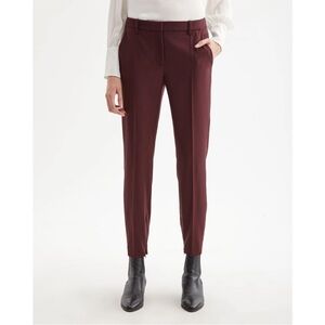 Nili Lotan Leo Zip Ankle Virgin Wool Pant Trousers Burgundy Size 2